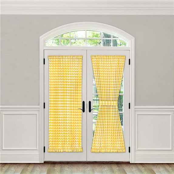 54 x 72 in. Polyester Light Filtering Buffalo Check Rod Pocket Curtain Panel, Yellow