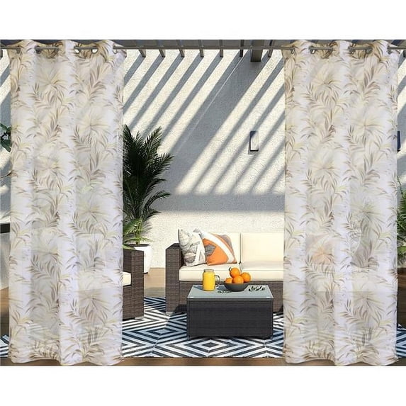 54 x 84 in. Antigua Sheer Grommet Outdoor Curtain Panel, Yellow