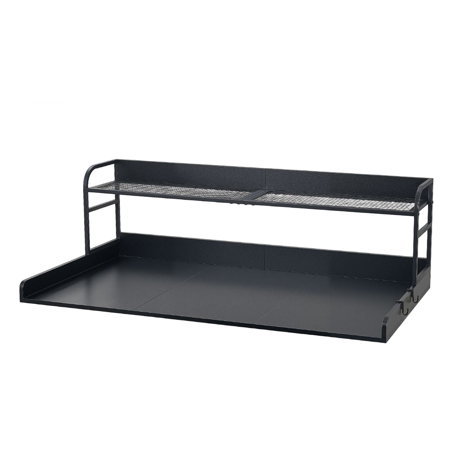 54"x27.5" Wooden Washer Dryer Countertop with Shelf, Edge & 2 Hooks, Laundry Topper for Closet Pantry Storage, Black