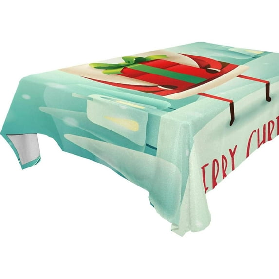 54"x54" Santa Claus Tablecloth Waterproof Washable Polyester Square Table Cover Durable Tablecloth for Kitchen Dining Table Party Decor