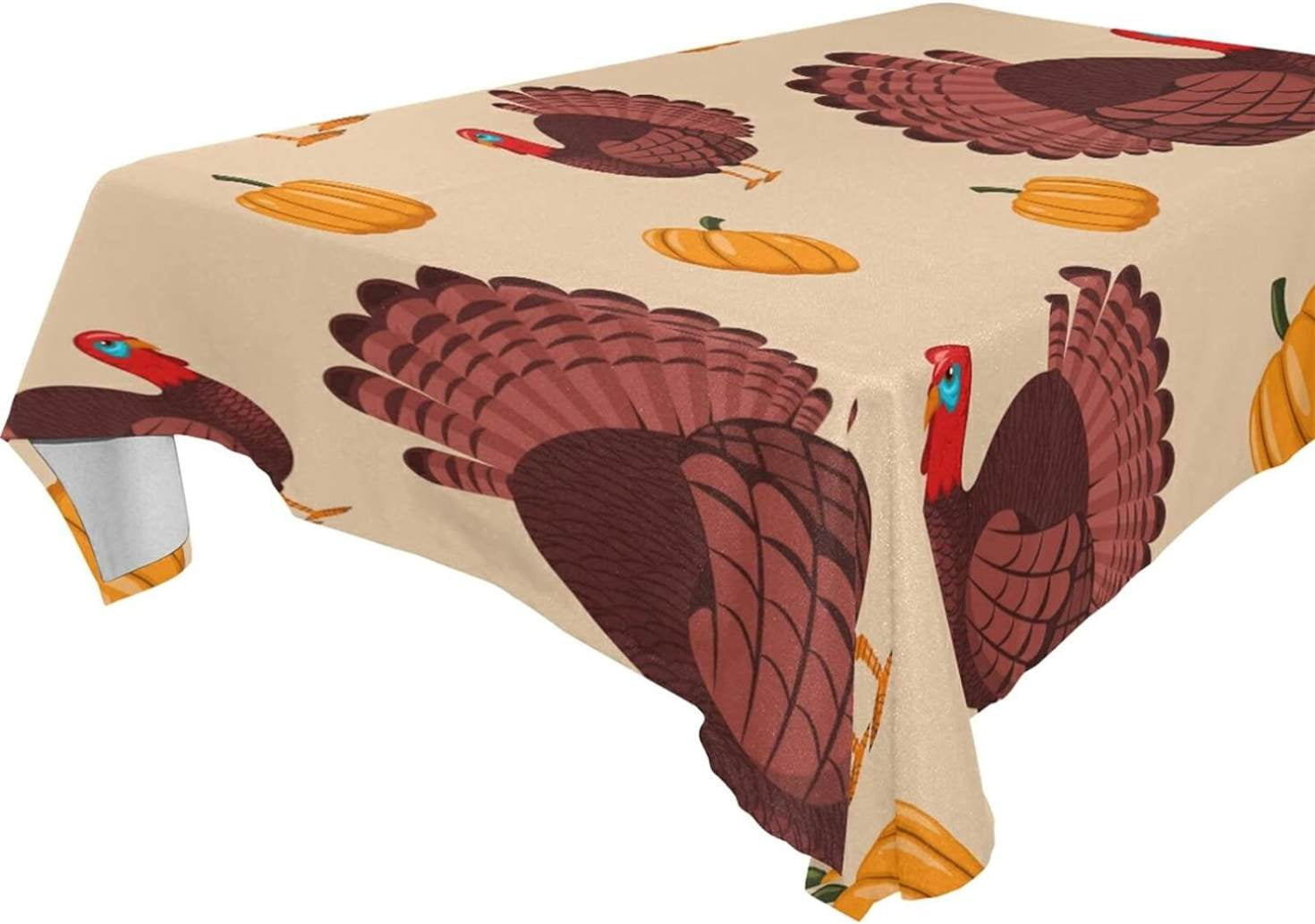 54"x54" Thanksgiving Turkey Tablecloth Waterproof Washable Polyester ...