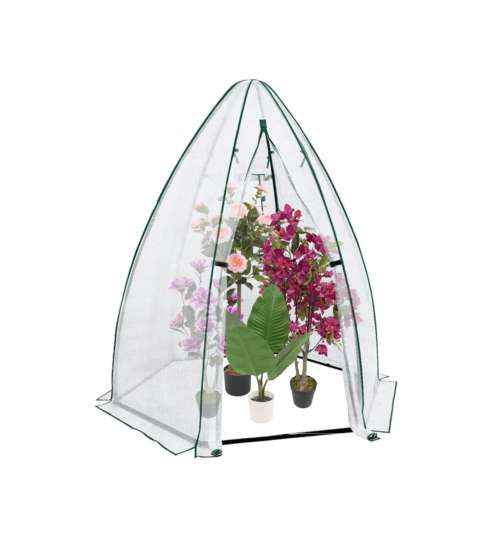 54"x54"x71" Greenhouse for Outdoors - Heavy Duty Plant House with PE Cover, Zippered Door & Mesh Windows for Vegetables, Flowers, Herbs