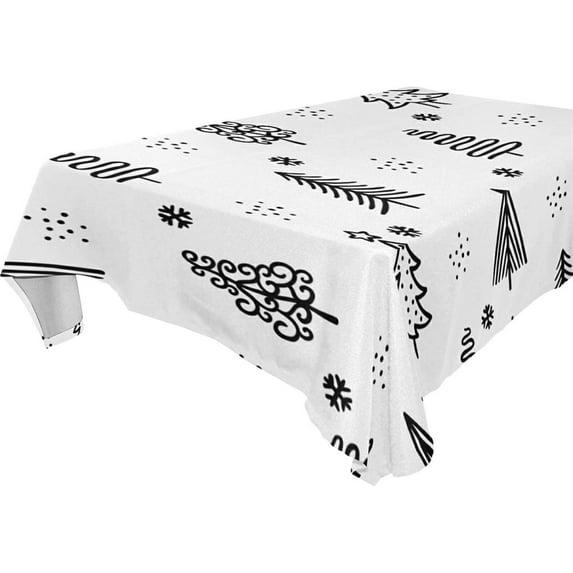 54"x72" Christmas Tree Tablecloth, Waterproof Washable Polyester Square Table Cover, Durable Tablecloth for Kitchen Dining Table Party Decor