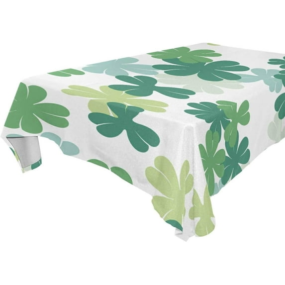 54"x72" St Patrick's Day Clover Tablecloth, Waterproof Washable Polyester Square Table Cover, Durable Tablecloth for Kitchen Dining Table Party Decor