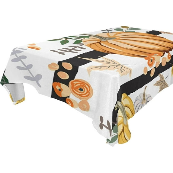 54"x72" Thanksgiving Pumpkin Tablecloth, Waterproof Washable Polyester Square Table Cover, Durable Tablecloth for Kitchen Dining Table Party Decor