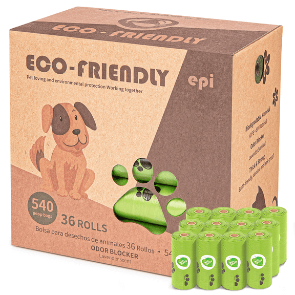 Dog Poop Bags 36 Rolls 540 Counts, Extra Thick Leak-Proof Waste Bags with Lavender Scented for Dog and Cat, Green