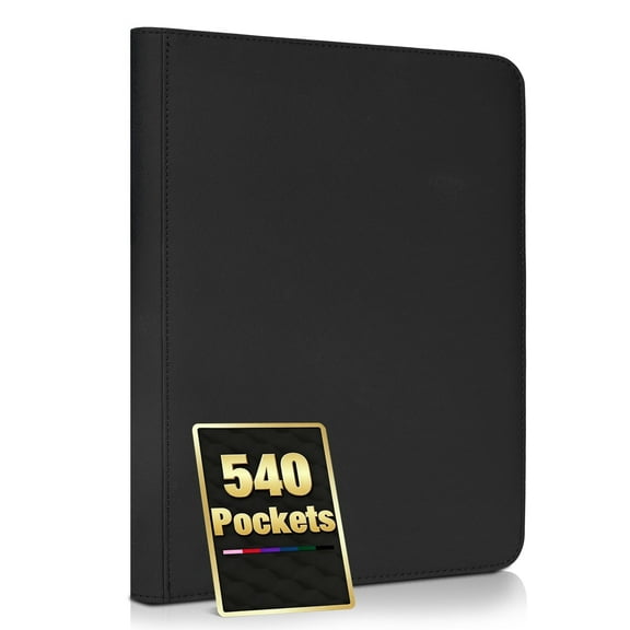 Trading Card Binder with 540 Side Loading Pockets, 9-Pocket Trading Card Album for TCG, MTG, Baseball Cards, and Yugioh Card Collection Storage,Black
