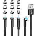 thumbnail image 1 of 540° Rotating Magnetic Charging Cable (4 Pack 3/3/6/6ft) USB C Magnetic Phone Charger Cable 3 in 1 2.4A Fast Charge Cord for iPhone Samsung Moto Oneplus Android Tablet TWS Earbuds Gamepad, 1 of 13