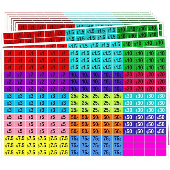 5400 PCS Garage Sale Price Stickers, Removable Pre-Priced Yard Sale Price Tags Stickers, Bright Color Pricing Labels Stickers with Blank Labels for Yard Sale Flea Markets,Garage Sales