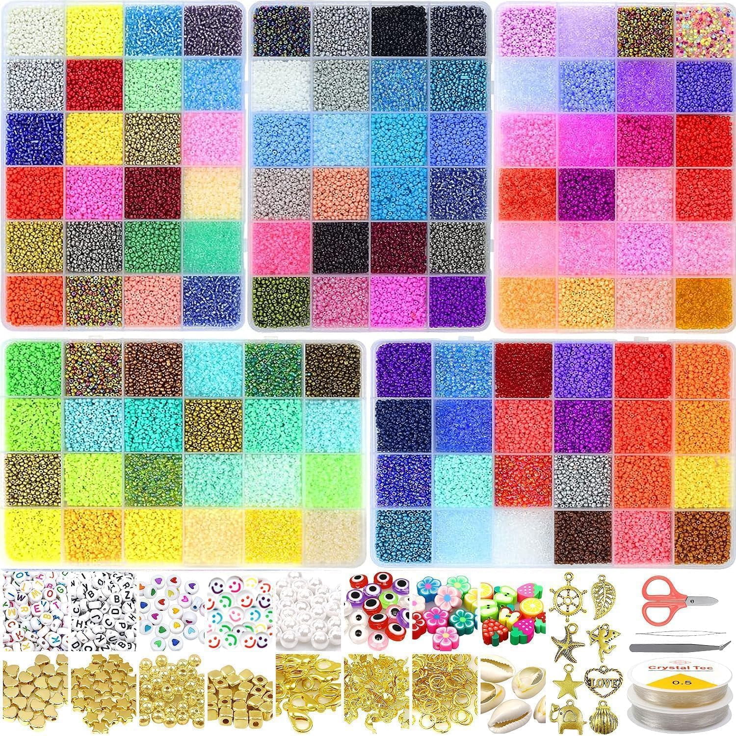 54000pcs Glass Seed Beads for Jewelry Making Kit, 120 Colors 2mm Small ...