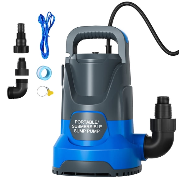 5400GPH 1/3HP Electric Submersible Sump Pump, Portable Heavy Duty Water Transfer Pump for Hot Tub Maintenance, Swimming Pool Quick Draining