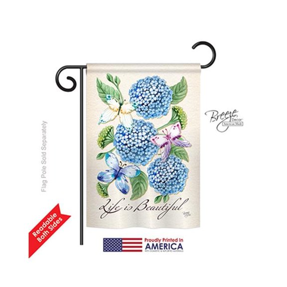 54081 Life is Beautiful Hydrangeas 2-Sided Impression Garden Flag 13 x 18.5 in.