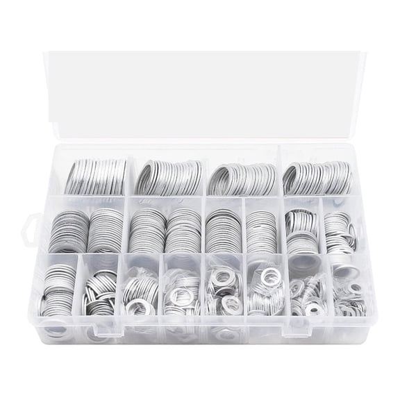 540Pcs 18 Size Automotive Drain Plug Gaskets Oil Crushed Washers Aluminum Flat Washers Hardware Assortment Kit