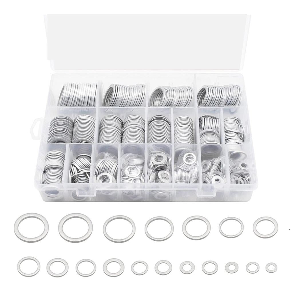 540Pcs 18 Size Automotive Drain Plug Gaskets Oil Crushed Washers Aluminum Flat