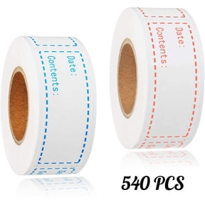 540Pcs Removable Freezer Labels, 1 x 3 Inch Food Storage Stickers, Refrigerator Freezer Paper Label Easy Clean Leaves No Residue, 2 Color 6 Food Labels Roll