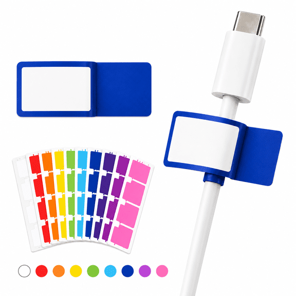 540 Pack Color-Coded Cable Labels, 9-Color Self-Adhesive Wrap-Around Cord Labels for USB, HDMI, Ethernet, Chargers and Office Cable Organization