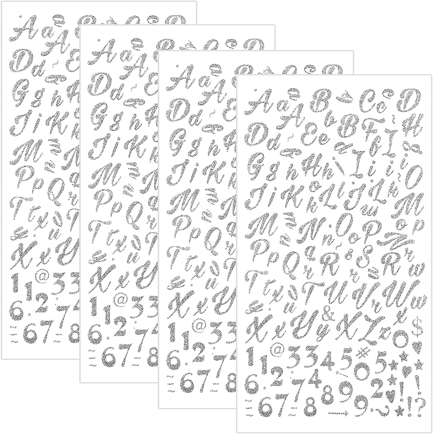 Cursive 6mm Deco Alphabet Script Letter Sticker Sheet Colorful