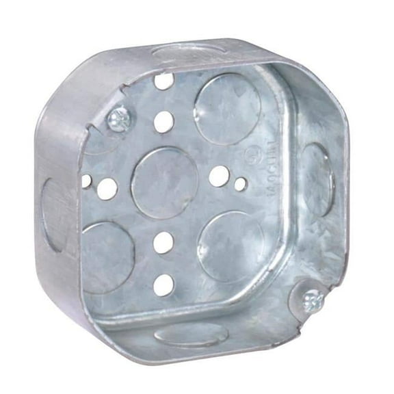 54151-1-2-UPC 4 x 1.5 in. Steel Metallic Octagon Box with KO Bracket