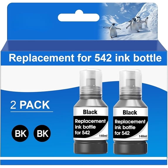 542 Ink Refill Bottles Black Compatible ET-5150 ET-5170 ET-5850 ET-5800 ...