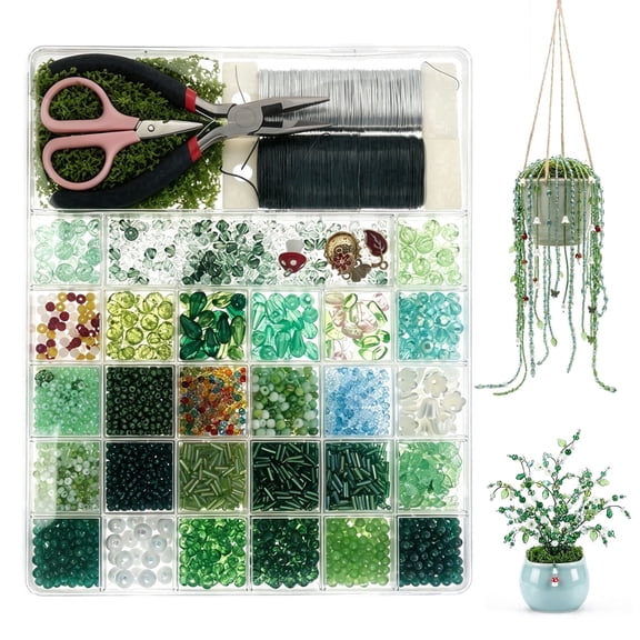 5422pcs Beaded Plant Kit Bead for Beaded Plant DIY Home Decor Hanging Ornament with Full Tool and Storage Box for Home Decor Jewelry Making DIY Craft Plastic