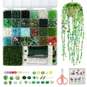 5422pcs Beaded Plant Kit, Forever Plant Kit, Green Glass Beads for Plant Making, Crystal Glass Leaf Bead for Succulent Plant Making and DIY Crafts