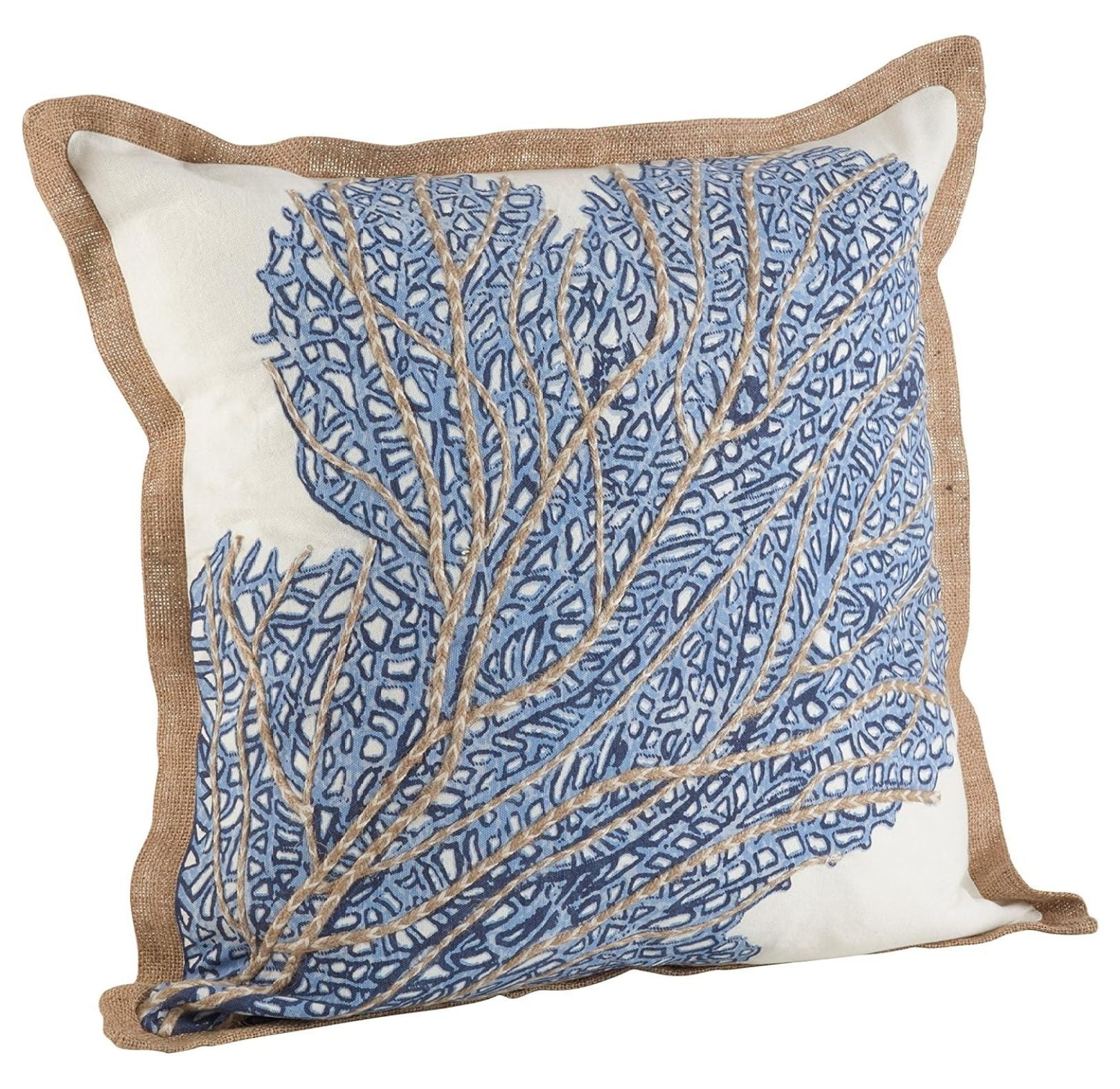 Navy Blue Embroidered Cotton Coastal Throw Pillow Set