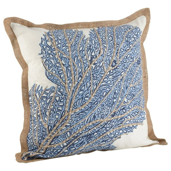 5432.NB20S Sea Fan Coral Print Down Filled Throw Pillow, Navy Blue, 20"