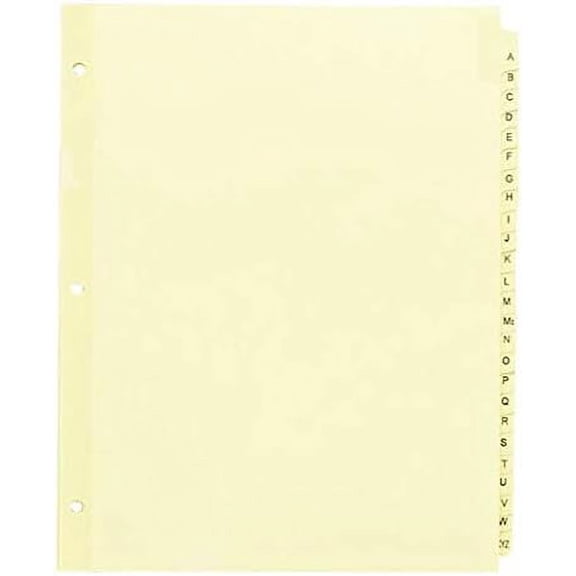 54410 - PREPRINTED Tabbed Indexes/DIVIDERS A-Z, 25 DIV. for 8 1/2" X 11" Sheet Size, Buff - 1 Set