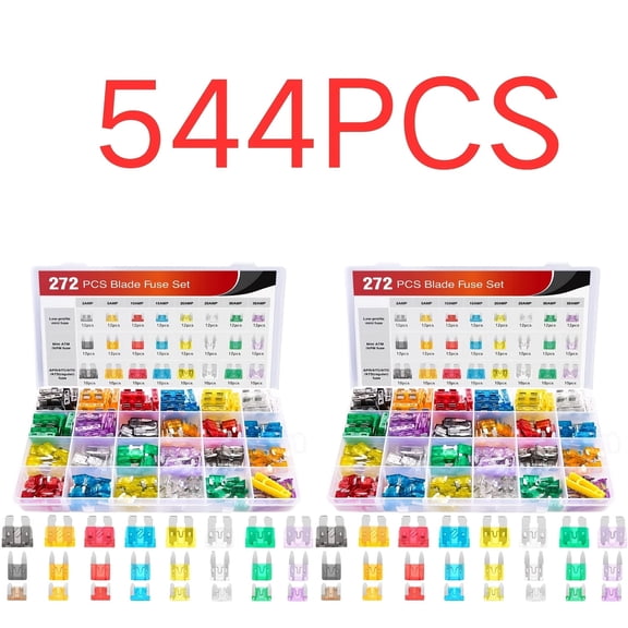 544PCS Car Blade Fuse Assortment Kit Standard Mini LP Micro2 Automotive Fuses with Puller for Auto Truck RV Boat