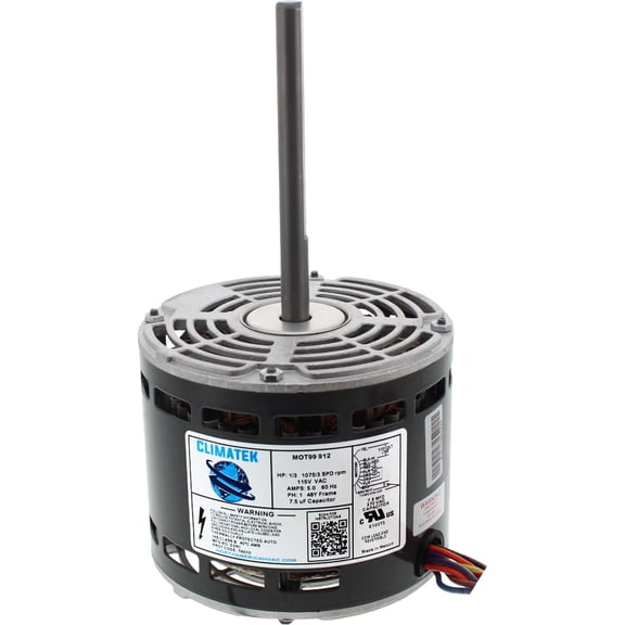 54512C1 - ClimaTek Upgraded Furnace Blower Motor 1/3 HP 1075 RPM 115V Replaces Bryant