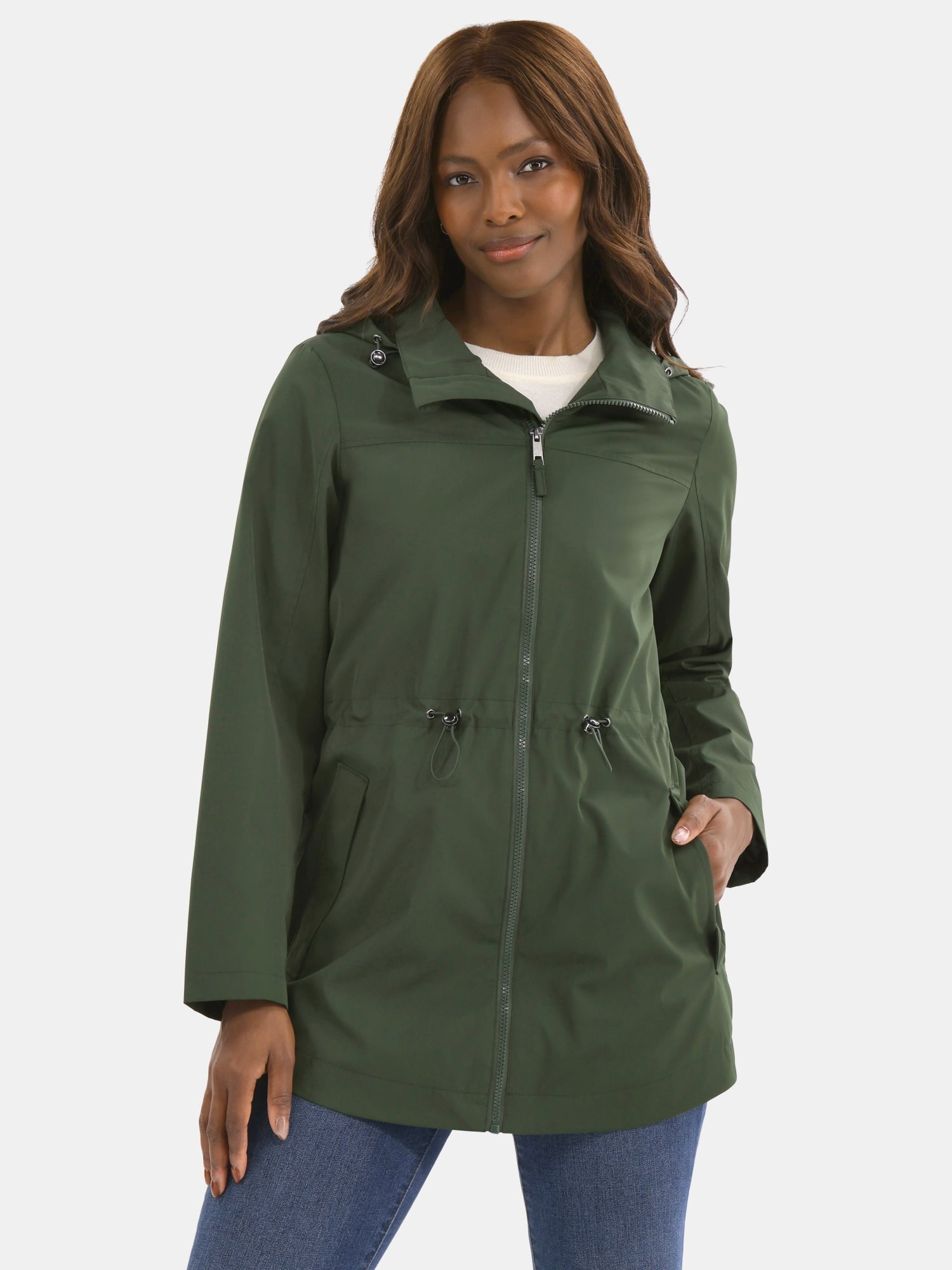 Time and Tru Women's Lightweight Anorak Jacket with Hood, Sizes XS-2X