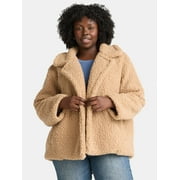 Time and Tru Women's and Women's Plus Teddy Double Breasted Jacket, Sizes XS-3X