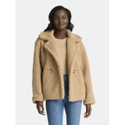 Time and Tru Women's and Women's Plus Teddy Double Breasted Jacket, Sizes XS-3X