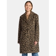 Time and Tru Women's and Women's Plus Faux Wool Boyfriend Coat, Sizes XS-2X