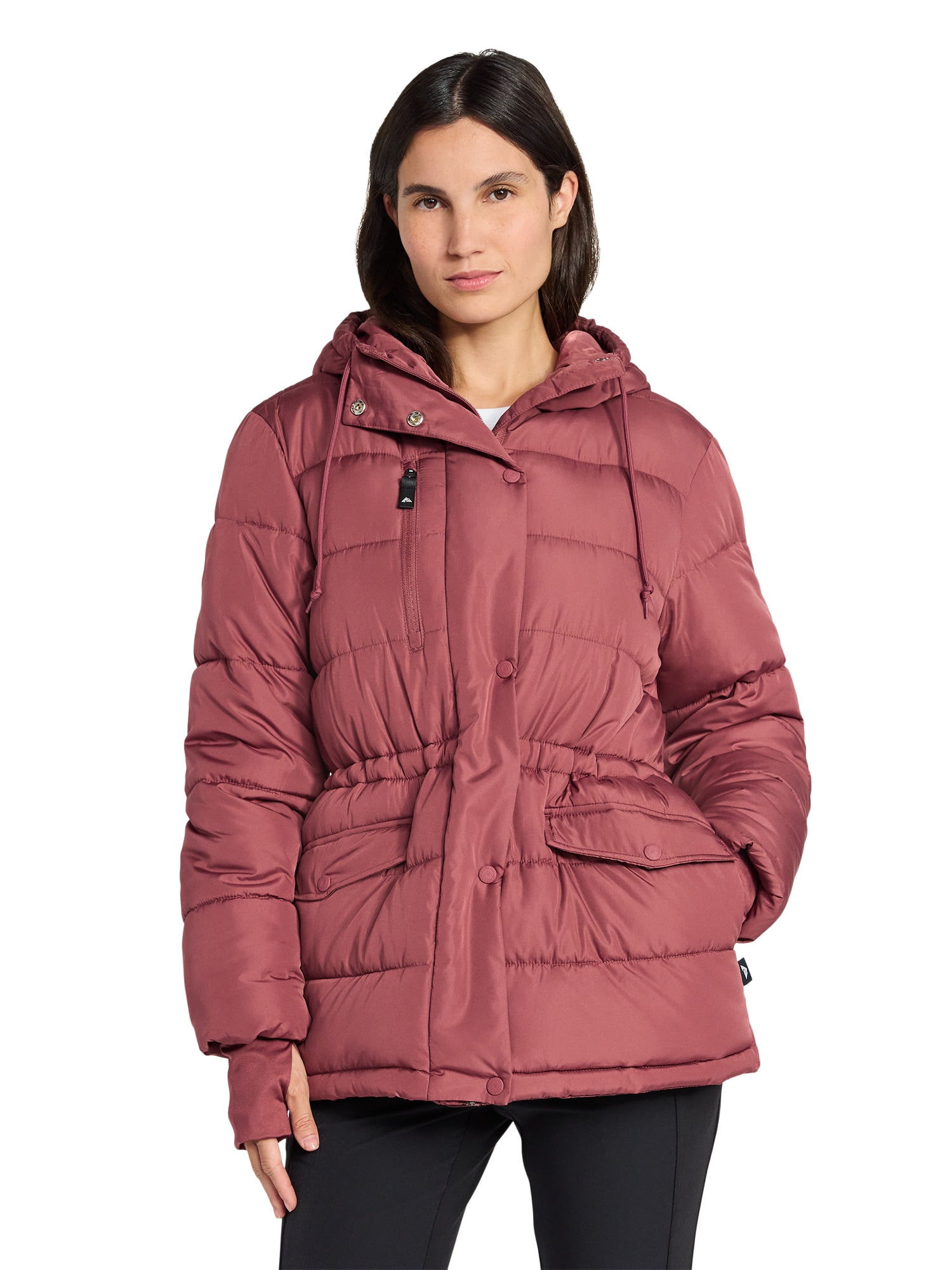 Ozark Trail Women's and Women's Plus Mid Length Puffer Coat, Sizes