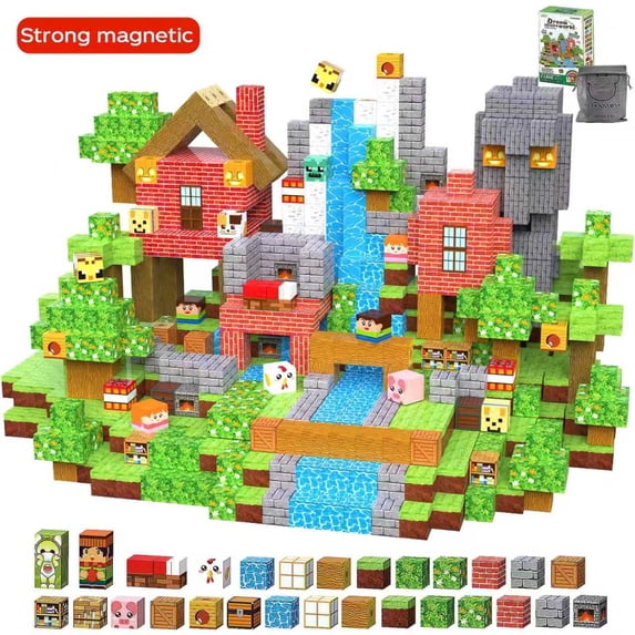 NCOSMOS 54PCS Magnet Blocks, Magnetic Building Block Toy for Kid 3+,Strong Magnetism,Montessori STEM Magnet Cube(Forest Adventure Story)