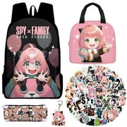 54PCS Anime Spy X Family Cosplay Anya Backpack Lunch box Pen Bag Students Boys Girls Schoolbag Casual Travel Backpack