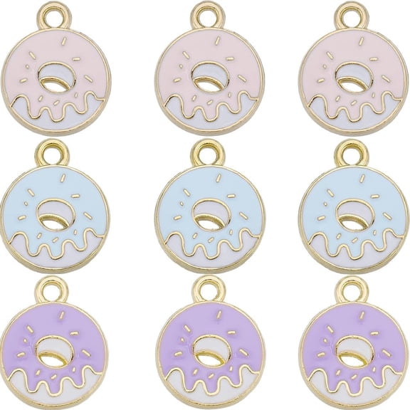 54Pcs 3 Colors Alloy Enamel Pendants Donut Charm Mixed Color 19x15x2mm Hole: 2mm 18pcs/color
