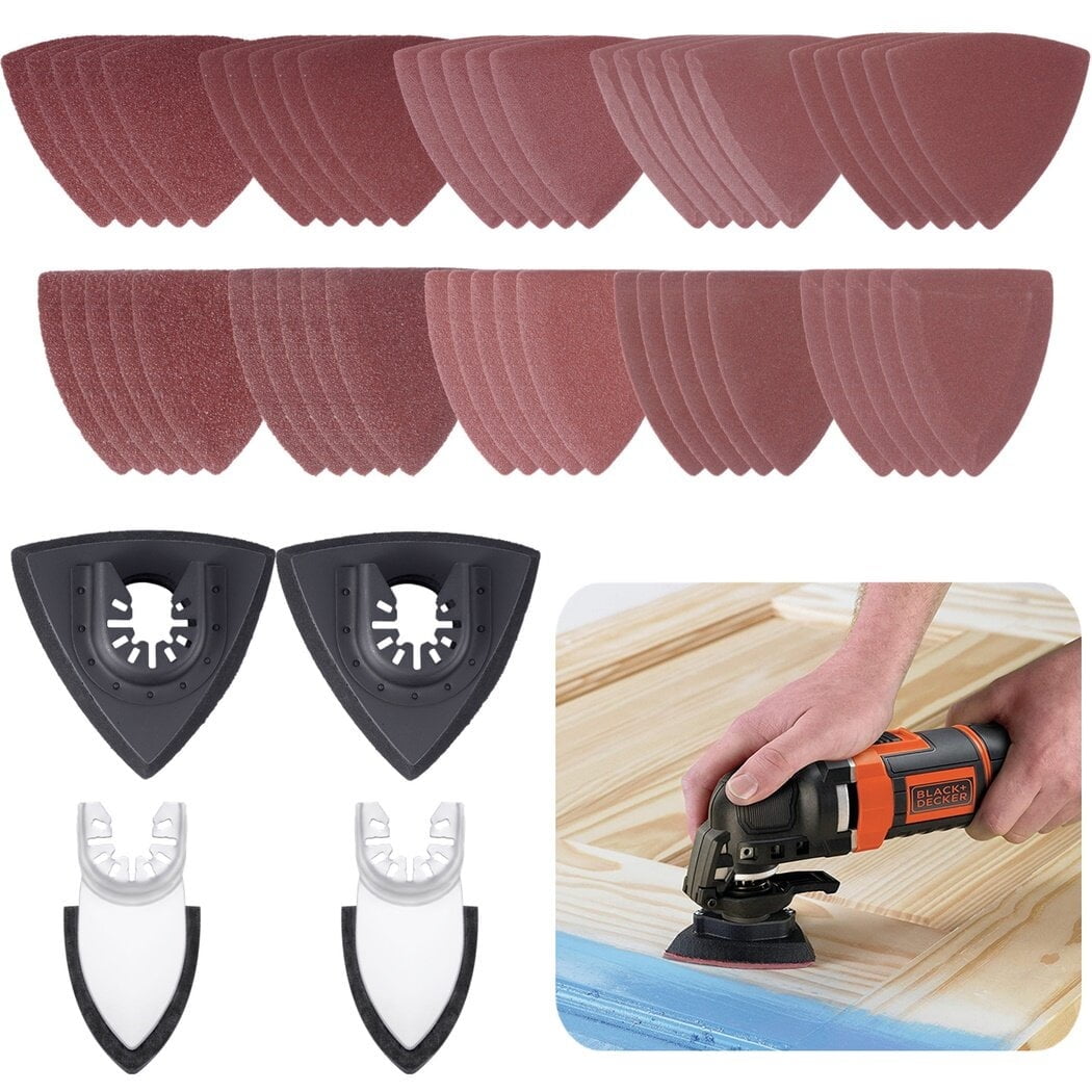 54Pcs Sandpaper Oscillating Tools Detail Sanding Pads Kit for Wood Metal Plaster Include Triangle Sanding Pads Sandpaper Finger Sanding Pads