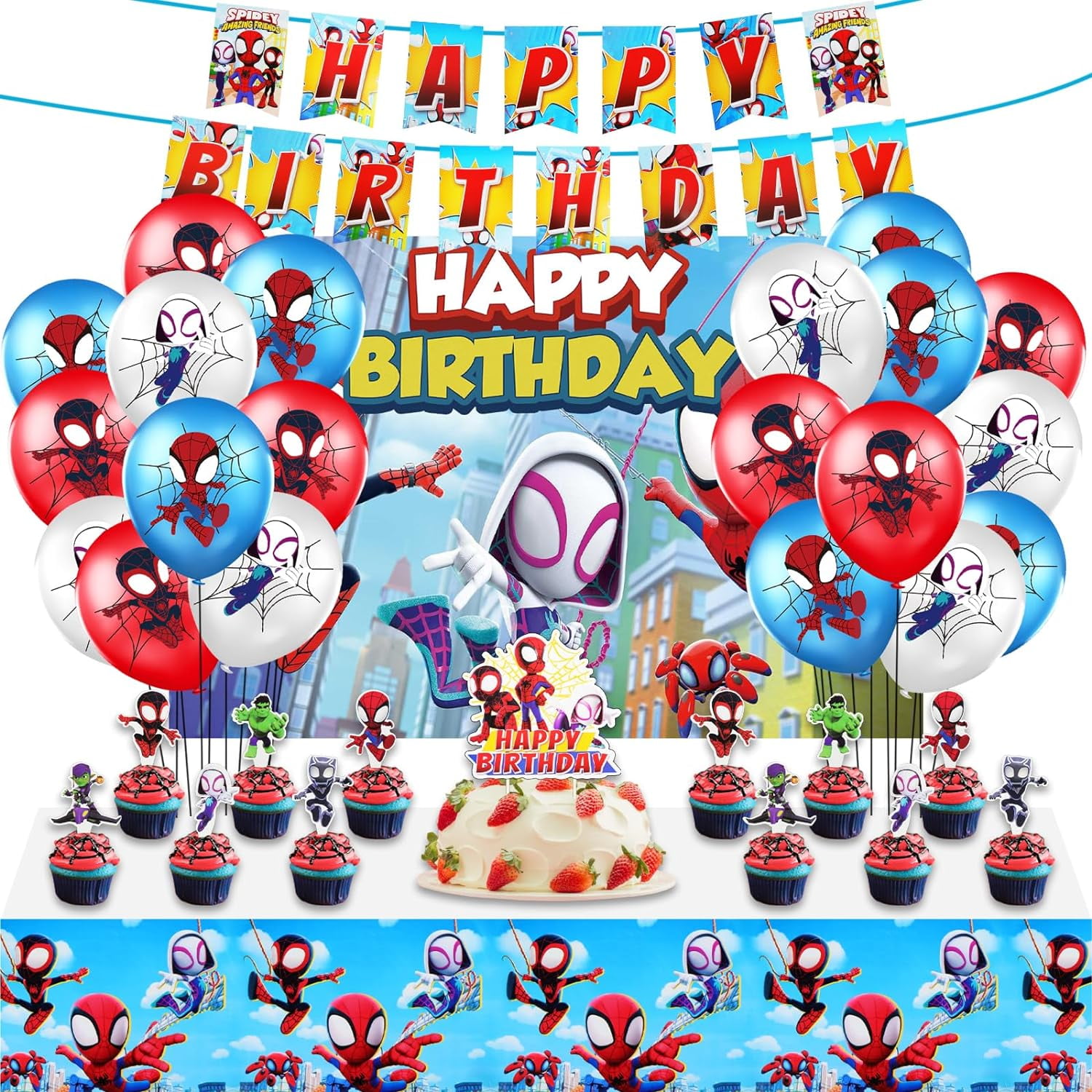 54Pcs Spidey and His Amazing Friends Birthday Party Supplies Set with 5 ...