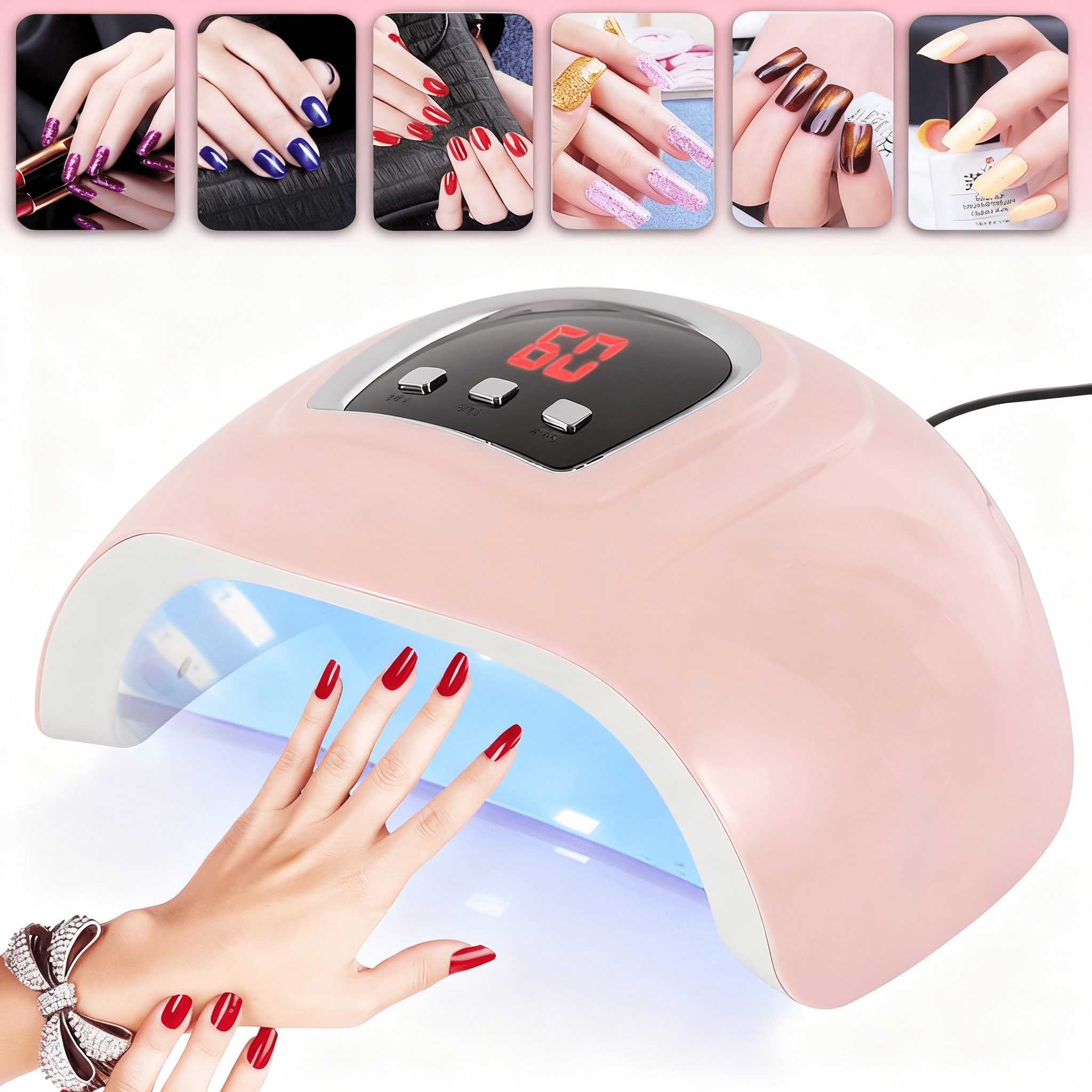 Tcwhniev 54W Professional UV Gel Nail Lamp 18 LED Light Nail Dryer Polish Curing,LED Nail Lamp Infrared Sensor Electric Nail Dryer with Timing Function Gel Nail Polish Curing Light Nail Art Tool