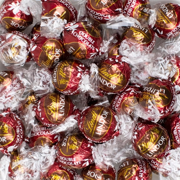 54ct Maroon Double Chocolate Bulk Individually Wrapped Lindor Candy Truffles (24oz Bag)