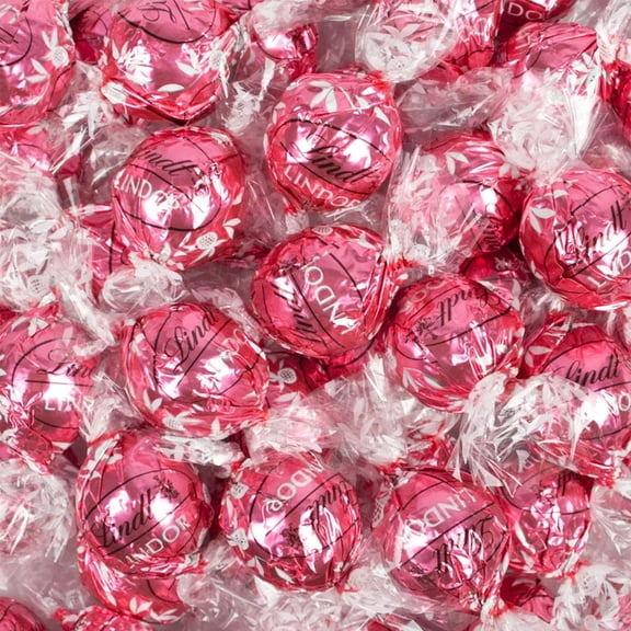 54ct Pink Strawberries & Cream Bulk Individually Wrapped Lindor Candy Truffles (24oz Bag)