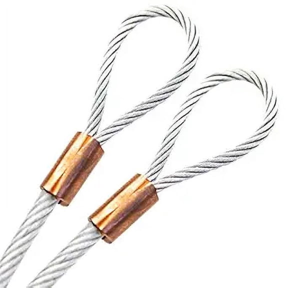 54ft Cut To Size 3/16 Galvanized Steel Cable CLEAR Vinyl Coated To 1/4 With Copper Sleeves MADE IN USA