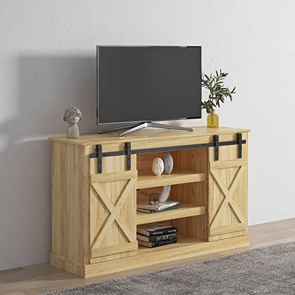 54in Farmhouse TV Stand Television Console Table with Sliding
