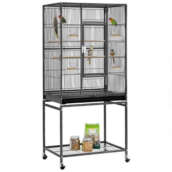 Image showcasing 54inch Rolling Parrot Bird Cage for Cockatiel Parakeet Conure Lovebird ...