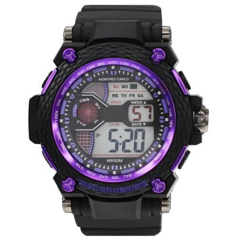 Women\'s Black Purple Quartz Chronograph Waterproof Outdoor Sport Digital Watch Sport Women main image 2