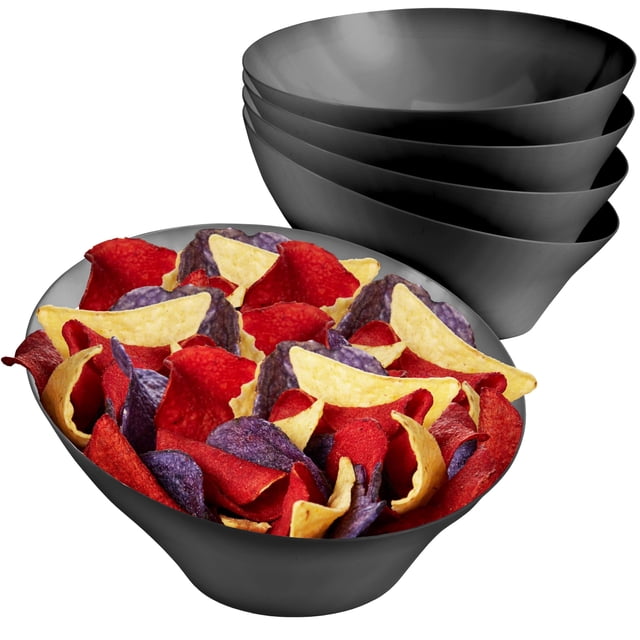 Snac Chocolate 54oz Black Plastic Serving Bowls (4 Pack) Large Disposable Snack Bowl ...