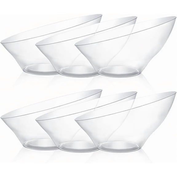 54oz Clear Plastic Serving Bowls for Party - 12 Pack Angled Disposable Serving Bowls, Party for Chips, Snacks, Fruit, Salad - Bowls for Parties, Daily Use, Catering, Christmas