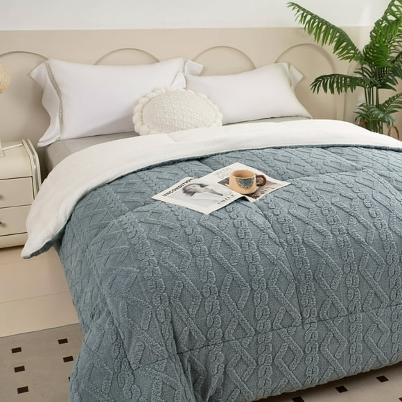 1pc Super Soft All Seasons Heavy Quilt.Shabby Tufted Boho Comforter, Sherpa Fleece Fuzzy Soft Cozy Comforter. Double-sided Static Electricity Protection Keep Warm Machine Washable Suitable Bedroom
